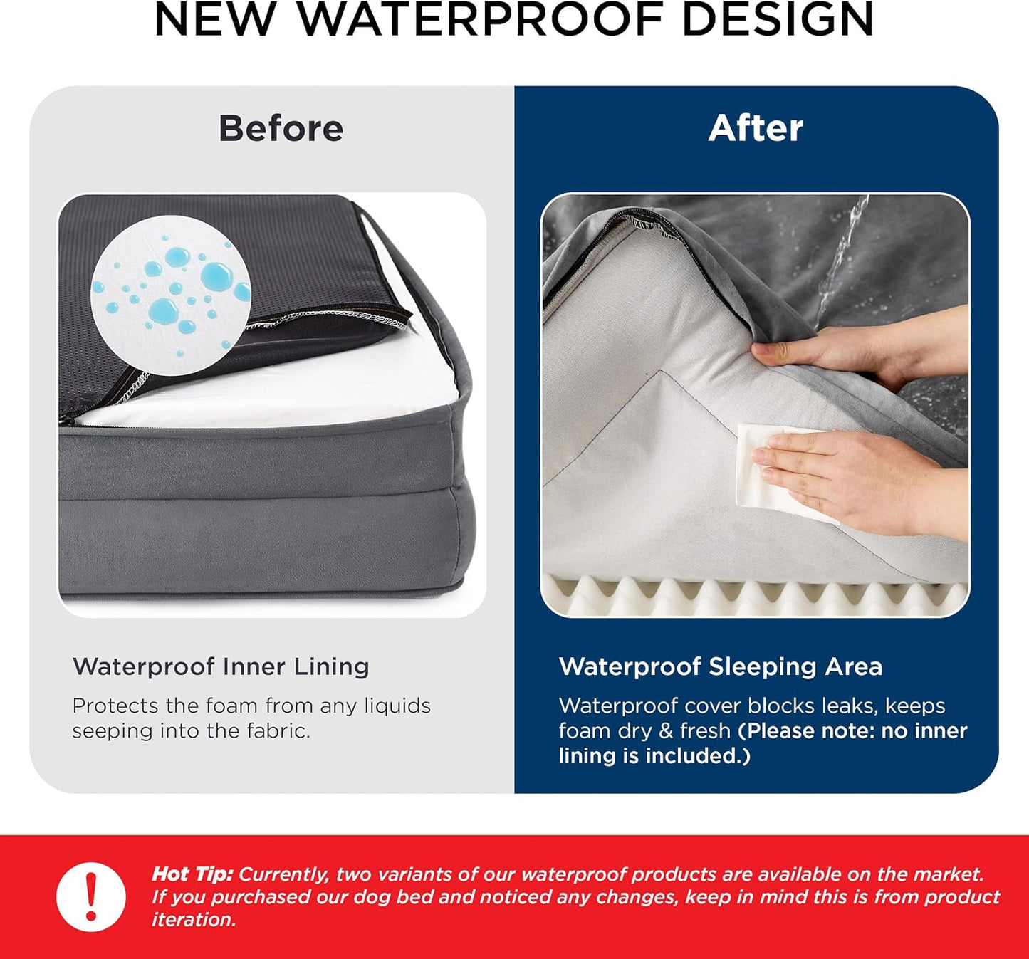 Bedsure Orthopedic Dog Bed Medium Size Dogs - Washable Medium Dog Cat Bed Waterproof, Comfort Pet Couch Sofa with Washable Removable Cover, Pets Bed with Nonskid Bottom, Ivory, 28"