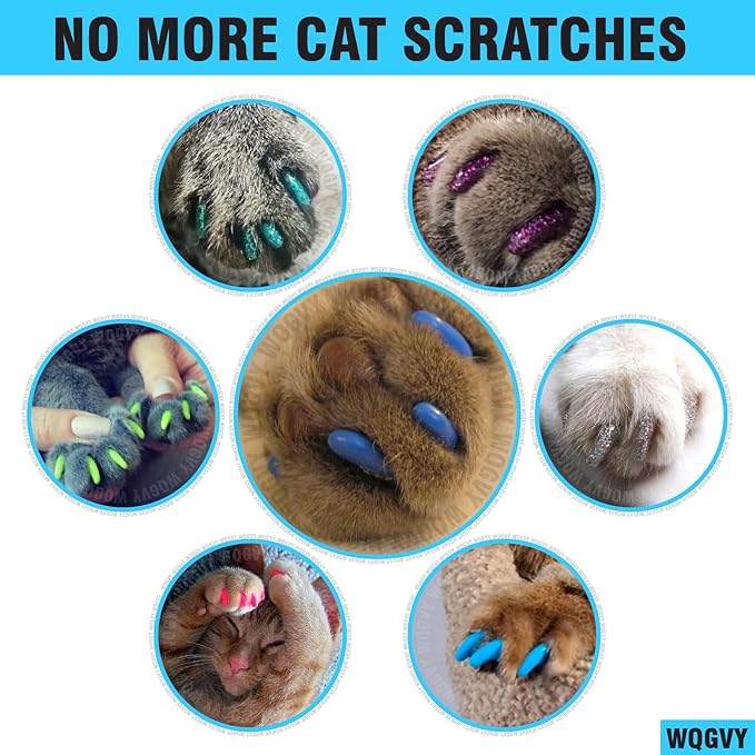 15 Colors / 150 pcs Cat Nail Caps | Cat Claw Covers with Adhesives and Applicators (M)