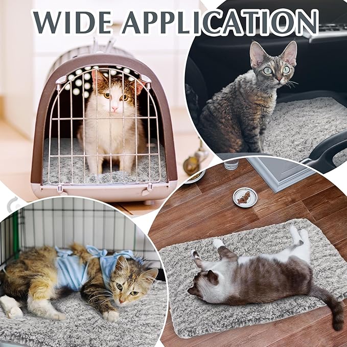 4 Pack Self Warming Cat Pads Self Heating Cat Mat Thermal Pads for Small Dogs Washable Pet Kennel Pad Crate Bed Mat with Removable Covers for Indoor Outdoor Pet(Gray,22 x 35 Inch)