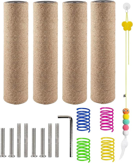 BNOSDM 4 Pcs 11.8”x2.75” M8 Replacement Scratching Post for Cat Tree Tower Rope Scratch Poles Refill Sisal Pole Part for Refurbishment Hemp Grey