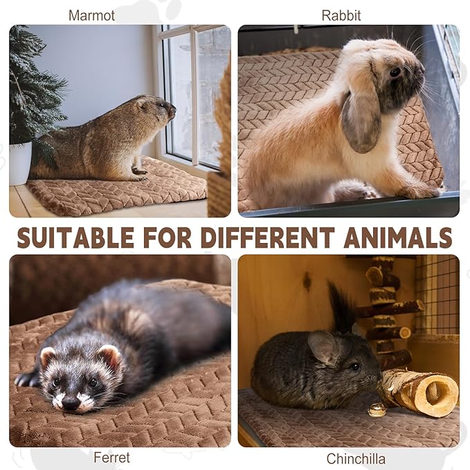 4 Pack Self Heating Cat Pad Self Warming Cat Mat Non Slip Warm Dog Bed Pad Mat Washable Pet Kennel Pad Crate Bed Mat Removable Cover Cat Blanket for Indoor Outdoor(Camel,16 x 20 Inch)