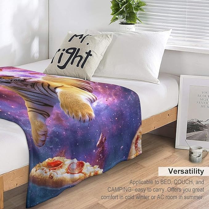 Pizza Blanket Funny Food Tiger Gifts for Girls Boys Woman Kids Funny Throw Blankets Soft Blanket Warm Fleece Flannel Plush Blankets for Bed Sofa Couch 40"x50"
