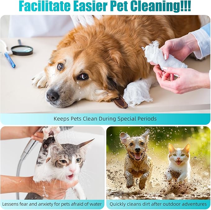 Pet Glove Wipes for Dogs and Cats, No-Rinse, Deodorizing, Grooming Gloves for Paws, Face, Butt, and Legs, Portable Travel-Friendly, Family Stockpile, 30PCS