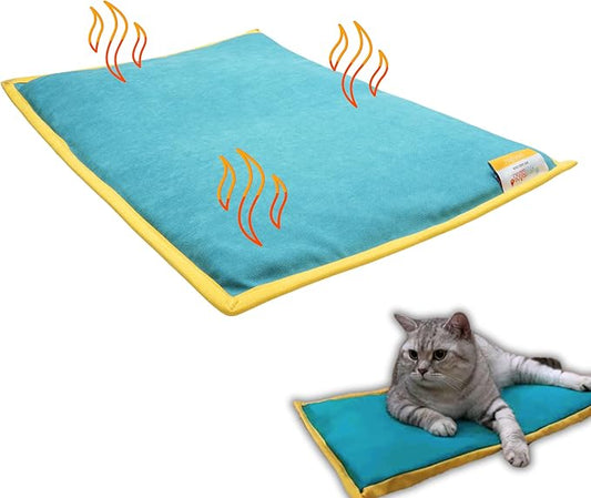 Cooling Heating Mat for Cat & Dog Small Medium Pet (16x24), 5 Layers Microwave Water Repellent No-Electric Thermal Pad Washable Non Slip Durable Solid Warming Gel Bed (Petrol)