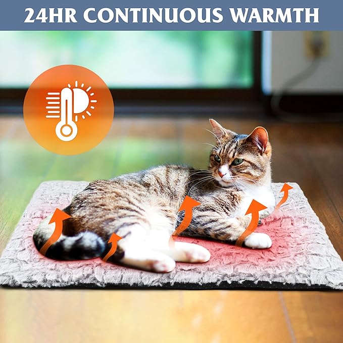 Leekalos Self Warming Cat Bed Self Heating Cat Dog Mat, Ultra Soft Extra Warm Thermal pet Pad for Indoor Outdoor Pets with Removable Cover Non-Slip Botom Washable (Grey, Small(23.6''X17.7''))