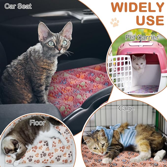 4 Pack Self Heating Cat Bed Cat Self Warming Pad with Removable Cover Extra Warm Thermal Pet Pad Washable Pet Crate Mat Anti Slip Kennel Pad for Indoor Outdoor Pets(Dog Paw,16 x 20 Inches)