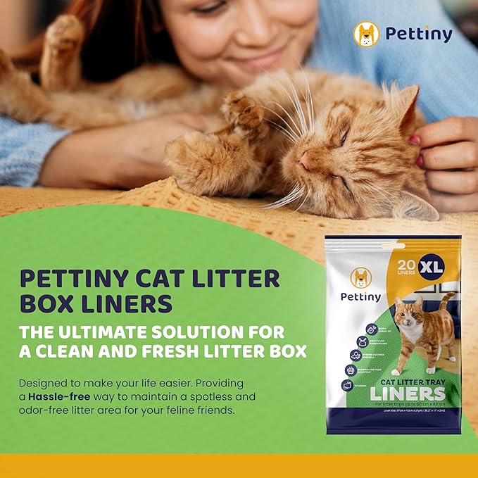 20 XL Cat Litter Box Liners with Drawstrings - Scratch Resistant Cat Litter Bags for an Extra Large Litter Pan