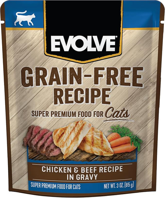 Evolve Grain Free Chicken & Beef Recipe in Gravy Wet Cat Food | 3 oz - 24 pk