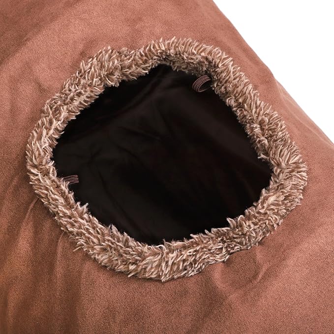 ZENFUN 51"x 12" Collasiple Cat Play Tunnel, Cat Tubes and Tunnels, Cat Foldable Hide and Seek Tunnel Toy, Brown Suede Pet Tube Toy for Rabbits, Ferrets, Puppy, Diameter 12 Inch