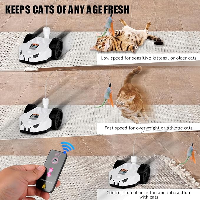 Interactive Cat Toys - Interactive cat Toys for Indoor Cats, Speedy Tail Cat Toy, Remote Control Mouse - Safe and Eco-Friendly, Type-C Charging - Great for Kittens and Adult Cats