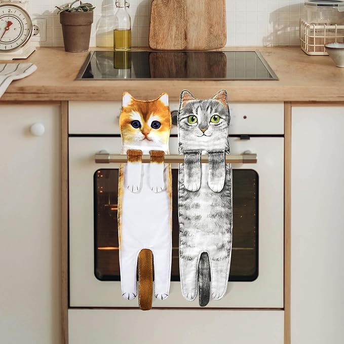 Funny Cat Gifts for Women Mom Grandmom- Cute Cat Hand Towel for Bathroom Kitchen- Unique Housewarming Valentines Mothers Birthday Christmas Gag Gifts for Women Mom Cat Lovers