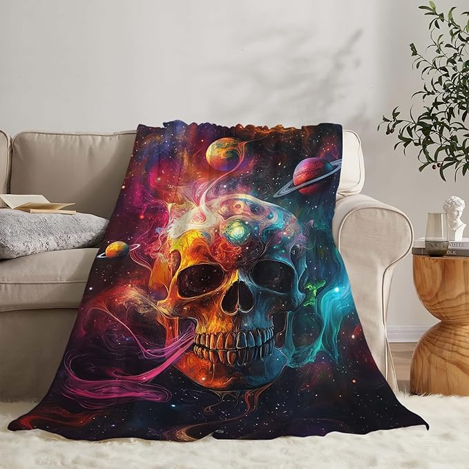 Skull Throw Blanket Skeleton Gifts for Kids Girls Boys Adults Women Men Soft Cozy Warm Plush Fluffy Fuzzy Fleece Blanket Decor 40''X50''