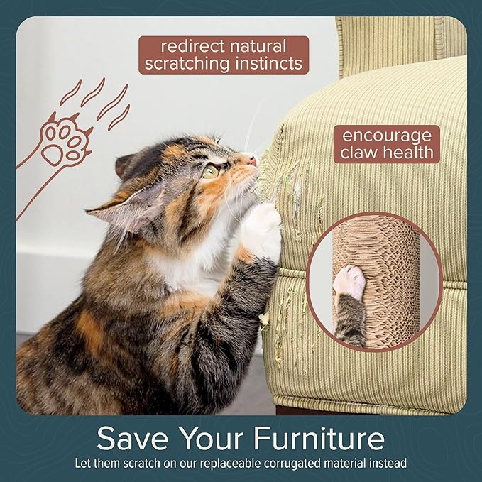 Ascentials - Moonbeam Path - Wall-Mounted Post Corrugate Scratcher, Easy to Install, Modern Design w/Natural Materials