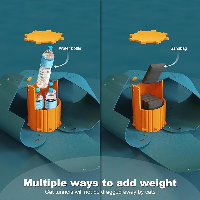 Spring Blossoms Cat Tunnel, Cat Cave for Indoor Cats Bed,Scratch Resistant Cat Toys for Medium Large Cats Hide and Seek Toy (Peacock Blue)