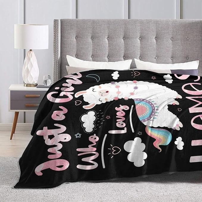 Llama Blanket Cute Llama Plush Throw Blanket Super Soft Cozy Warm Fleece Just A Girl Who Loves Llamas Bedding Alpaca Blanket Gifts for Kids Girls Boys Women 50"X60"