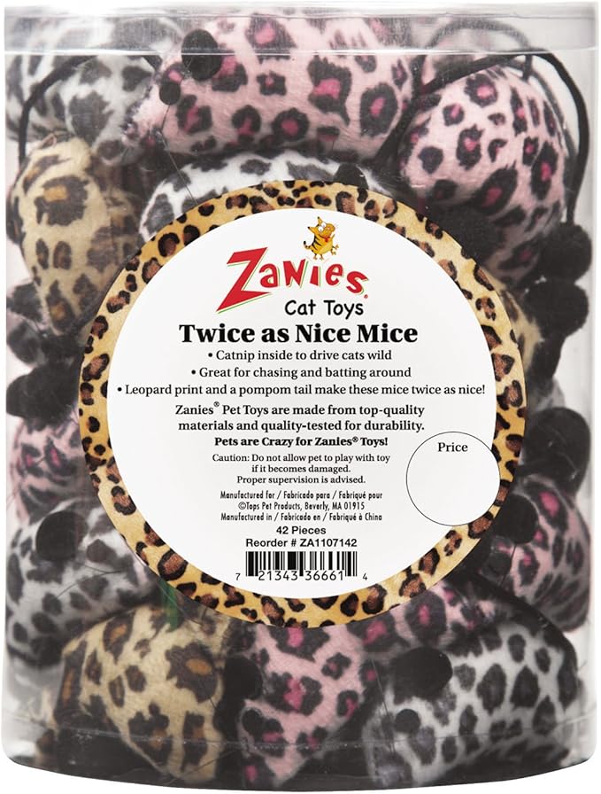 Zanies ZA11071 42 42-Piece Twice as Nice Mice Canister Set Toy