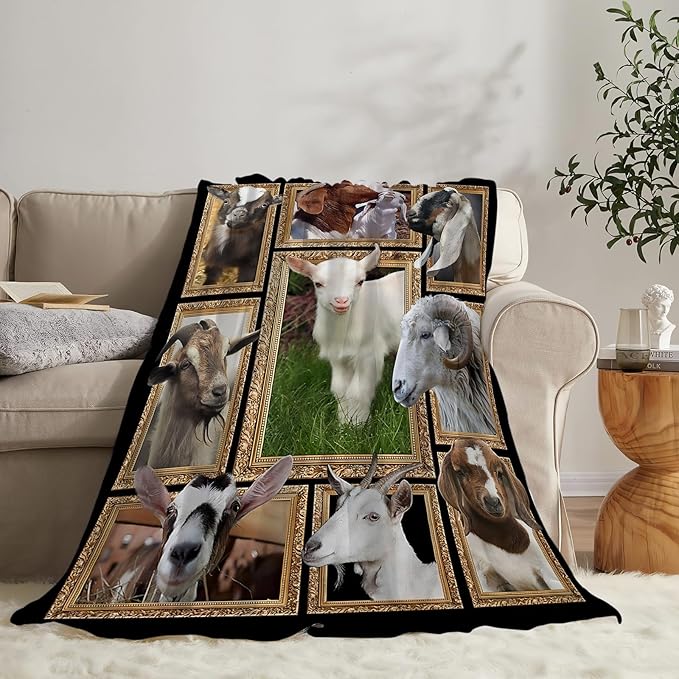 Goat Blanket Ultra Soft Cozy Sheep Throw Blanket Fleece Fuzzy Plush Bedding Goat Sheep Lovers Gifts for Women Girls Kids Adults 60"x50"