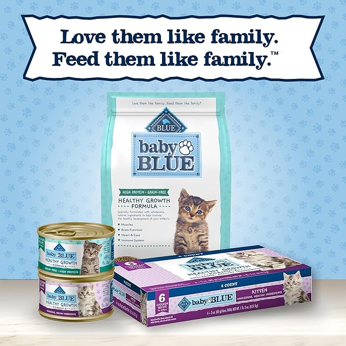 Blue Buffalo Baby BLUE Natural Kitten Grain-Free Dry Cat Food, High-Protein Healthy Growth Formula with DHA, Savory Chicken, 2-lb. Bag