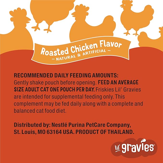 Purina Friskies Lil' Gravies Roasted Chicken Flavor Cat Food Lickable Cat Treats - (Pack of 16) 1.55 oz. Pouches