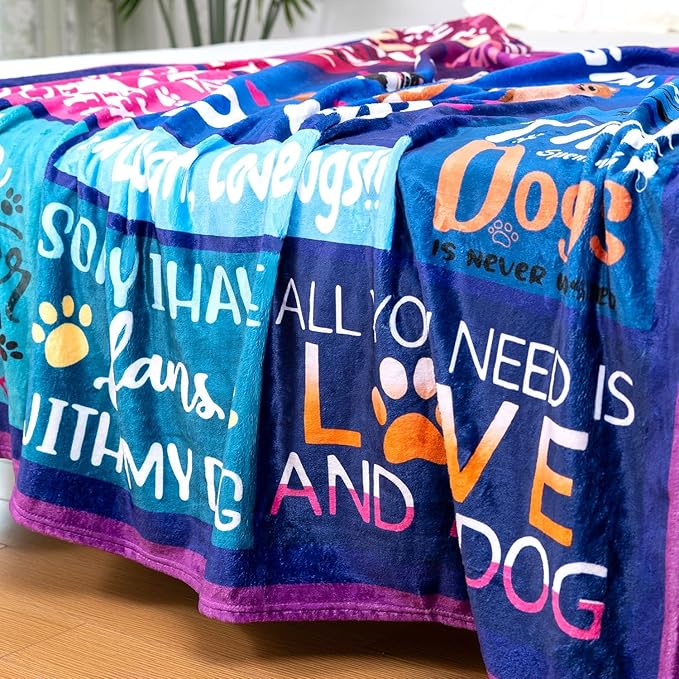 Dog Girl Blanket for Dog Moms 60X80 Just a Girl Who Loves Dogs Soft Blanket Christmas Dogs Themed Gifts for Owners Girls