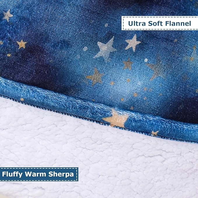 THREE POODLE Wearable Blanket Hoodie for Women, Oversized Sherpa Sweatshirt Blanket for Adults Men, Warm Cozy Star Hooded Blanket, Gifts for Mom Girlfriend Sister