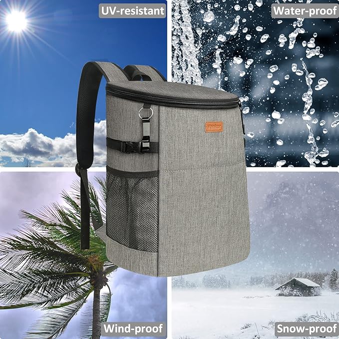 Camping Cooler Backpack 30 Cans, Soft Backpack Coolers Insulated Leak Proof Travel Cooler Bag Waterproof Lunch Picnic Beach Work Trip Thermal Bag Drink Beverage Beer Bag Cooler