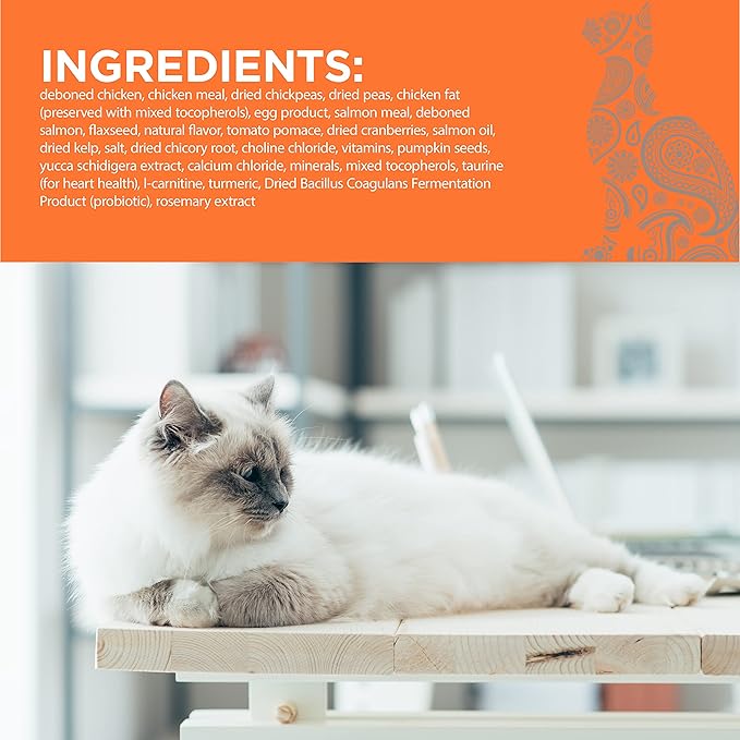 PURELUXE Grain and Gluten Free Cat Food, Long Hair Elite Nutrition, Chicken and Salmon, for Cats and Kittens with Longhair at All Life Stages and Breeds, Made in The USA, 11lbs