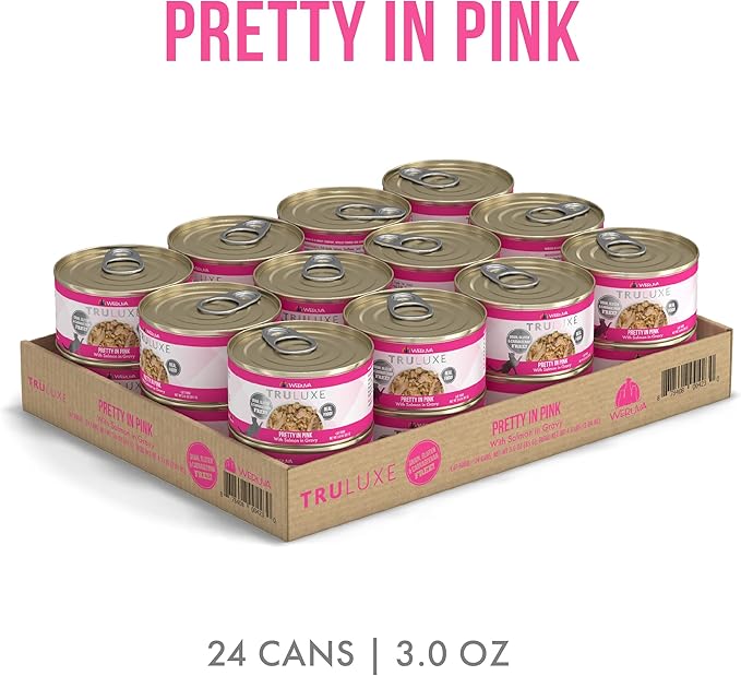Weruva TruLuxe Cat Food, Pretty in Pink with Wild-Caught Salmon in Gravy, 3oz Can (Pack of 24)
