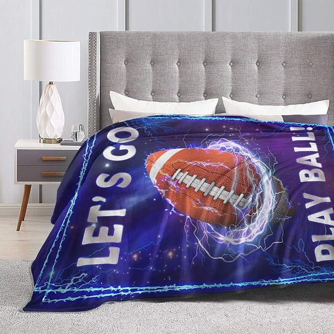 Football Blanket Sports Rugby Plush Throw Blanket Super Soft Cozy Warm Fleece Bedding Football Blanket Gifts for Kids Girls Boys Women 50"X60"