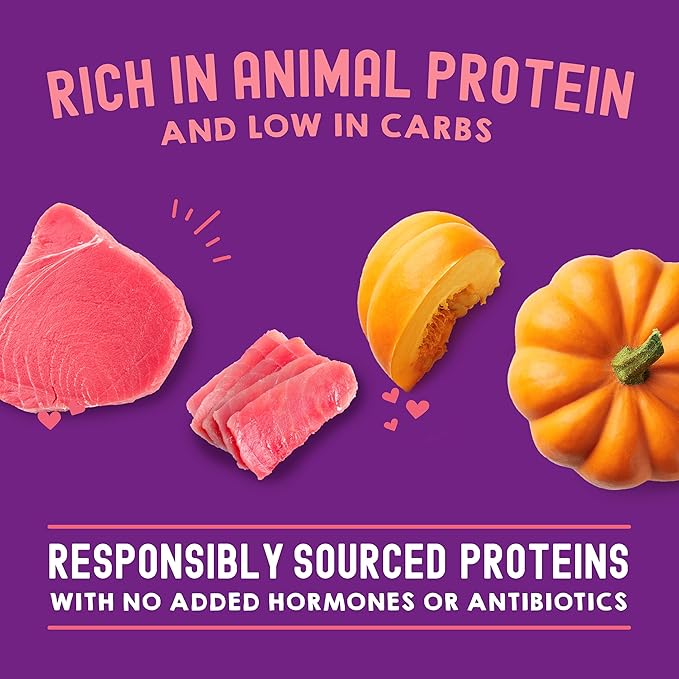 Stella & Chewy’s Carnivore Cravings Savory Shreds Wet Cat Food Pouches – Grain Free, Protein Rich Meal, Topper or Treat – Tuna & Pumpkin Recipe (2.8 Ounce Pouches, Case of 12)