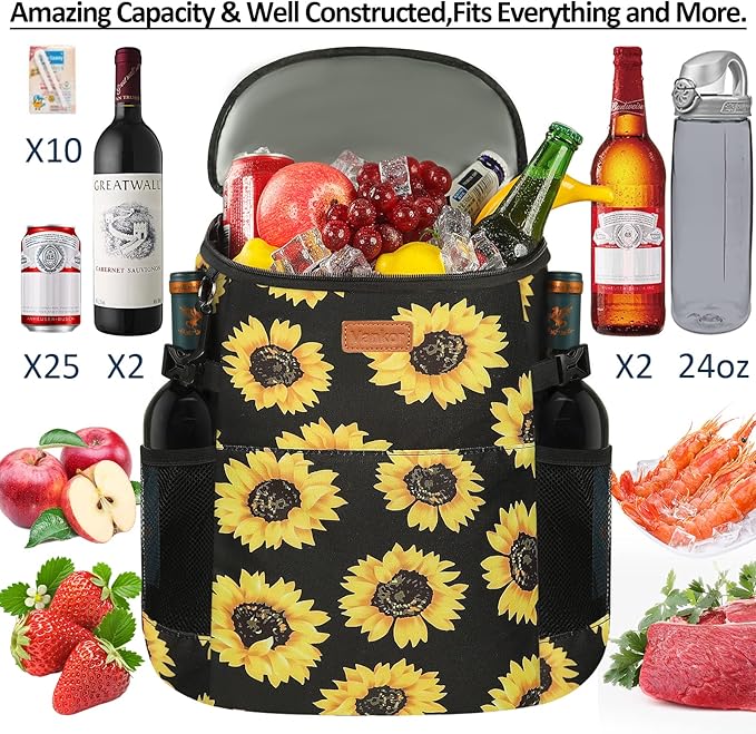 Camping Cooler Backpack 30 Cans, Soft Backpack Coolers Insulated Leak Proof Travel Cooler Bag Waterproof Lunch Picnic Beach Work Trip Thermal Bag Drink Beverage Beer Bag Cooler