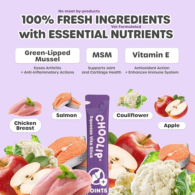 Squeeze Vita Stick Lickable Treats for Dogs & Cats. 49 Joint Support Sticks with Essential multivitamins. Soft and Tasty Paste for All Life Stages, Supporting Joints Health