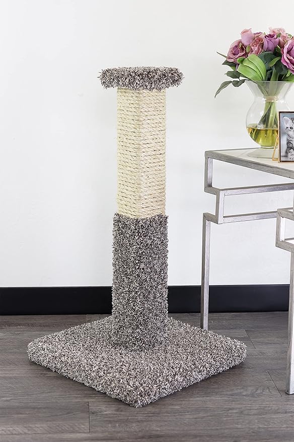 New Cat Condos Solid Wood Cat Scratching Post, Gray Speckled