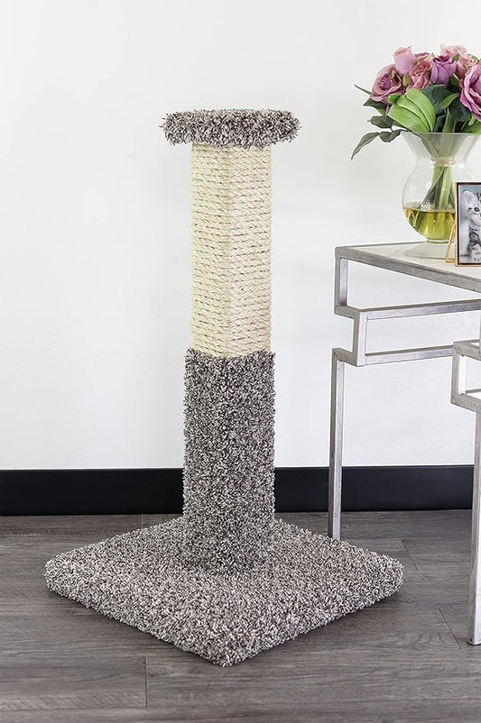 New Cat Condos Solid Wood Cat Scratching Post, Gray Speckled