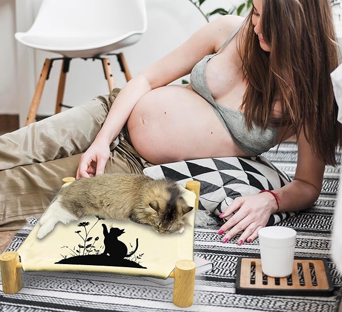 Cozy Butterfly Flower Cat Beds, Wooden Hammock Bed for Indoor Cats, All Seasons Comfort, Cat Bed Also Suitable for Small Dogs, Pet Beds