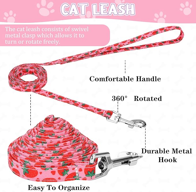 2 Pack Cat Harness and Leash, Escape Proof Adjustable Kitten Harness with Leash Collar, Lightweight Soft and Comfortable, for Small Medium Cat Safe Walking and Travel