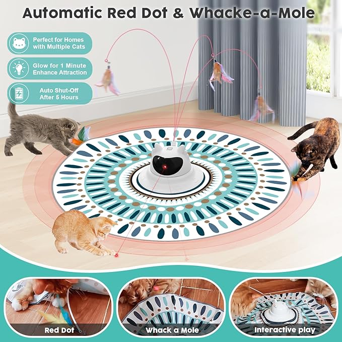 Interactive Cat Toys for Indoor Cats Laser,Automatic Cat Toys Interactive Feather Toys