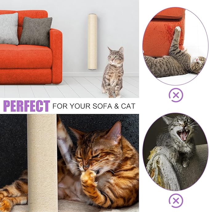 Wall Mounted Cat Scratching Post for Indoor Cats | Kitten Wall Shelves Climbing Furniture| Sisal Rope Cat Claw Scratcher Tree | Solid Wooden Walkway for Cage Mounted Climbing Relaxing