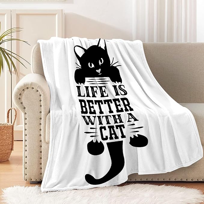 Black Cats Throw Blanket Super Soft Cozy Black Cat Blanket for Kid Adult Women Men Best Hallowen for Cat Mom Cat Lovers Cute Pet Cats Blanket for Couch Bed Sofa Dorm Home Decor(40"X30")