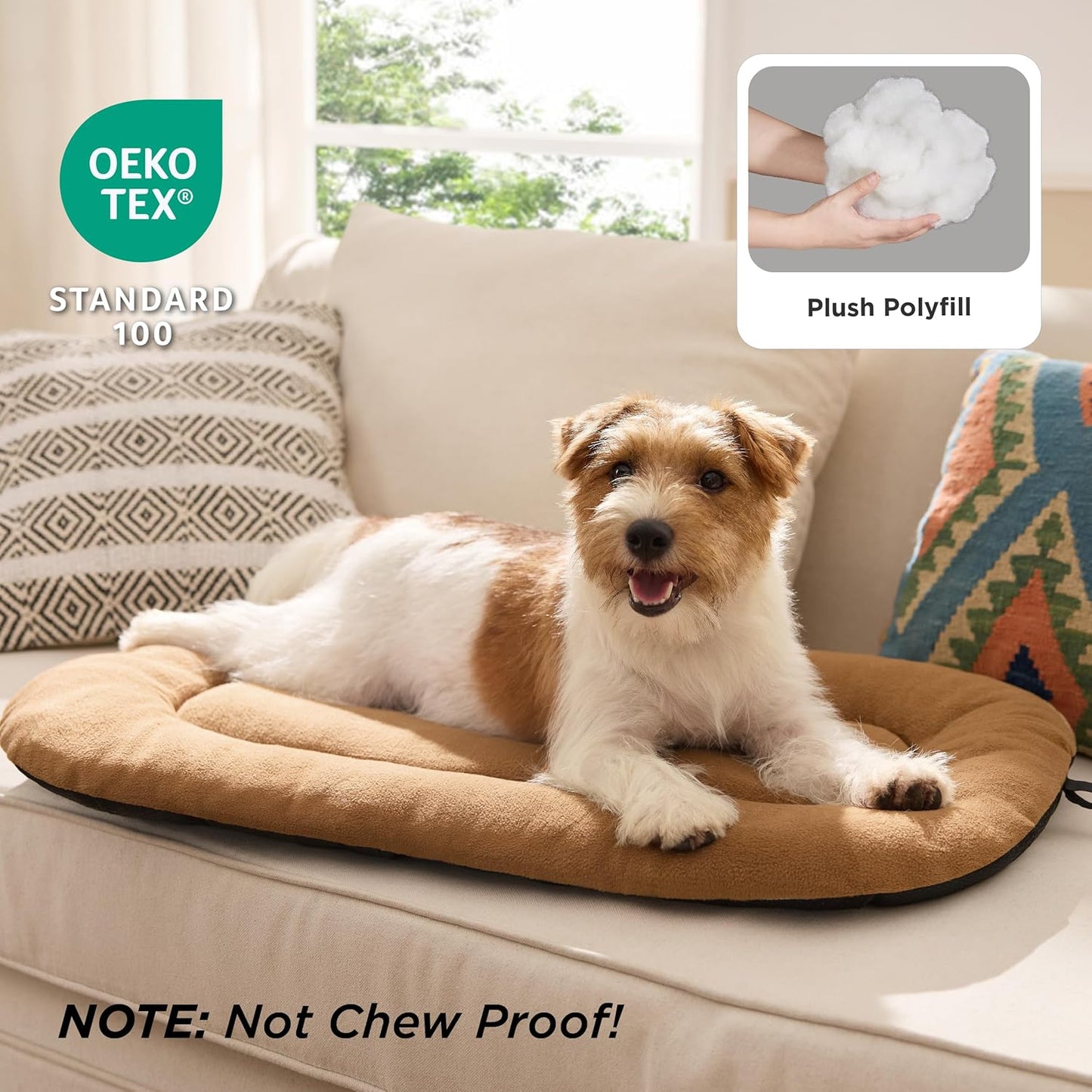 Bedsure Washable Dog Crate Pad for Extra Large Dogs, Anti-Slip Puppy Kennel Dog Bed for Crate - Ultra Soft Fleece Flat Thin Pet Mat (Not Chew Proof), Brown XXL 47"x29"