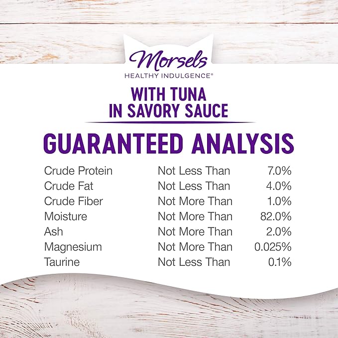 Wellness Healthy Indulgence Morsels Grain-Free Wet Cat Food, Made with Natural Ingredients and Proteins, Complete and Balanced Meal, 3 oz Pouches (Tuna in Savory Sauce, 24 Pack)