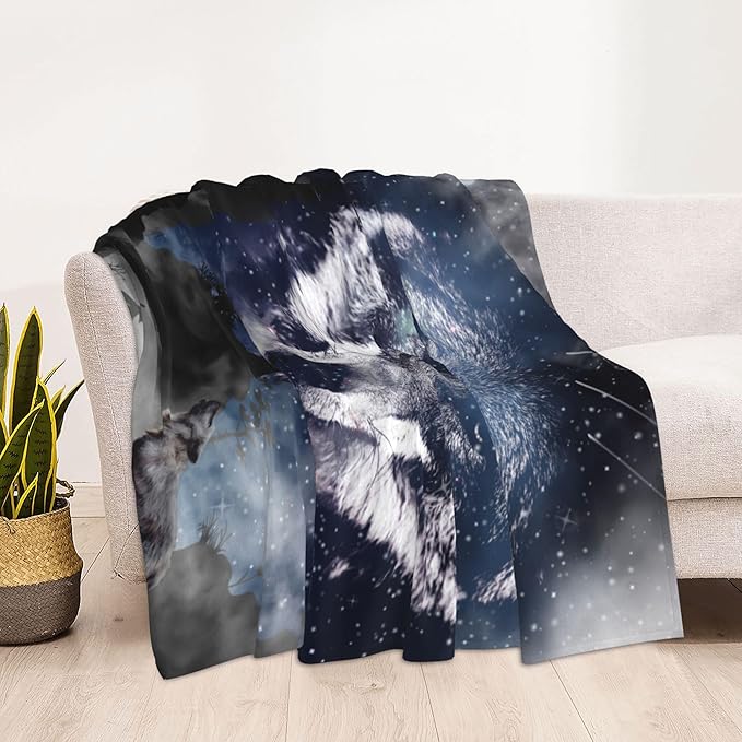 Wolf Soft Throw Blanket Flannel Fleece Blankets Warm Cozy Lightweight Fuzzy Blanket for Bed Sofa Couch Home Decor 60"X50"