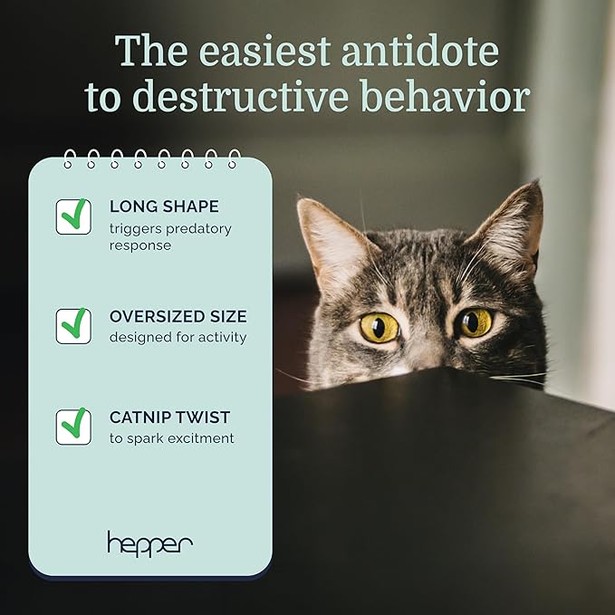 Hepper Plush Mouse Kicker Toy - Catnip Interactive Cat Toy with Bell- Durable Cat Toys for Kicking & Wrestling- Large Cat Toy for Indoor Cats Filled with Catnip- Perfect Pet Gifts for Cats