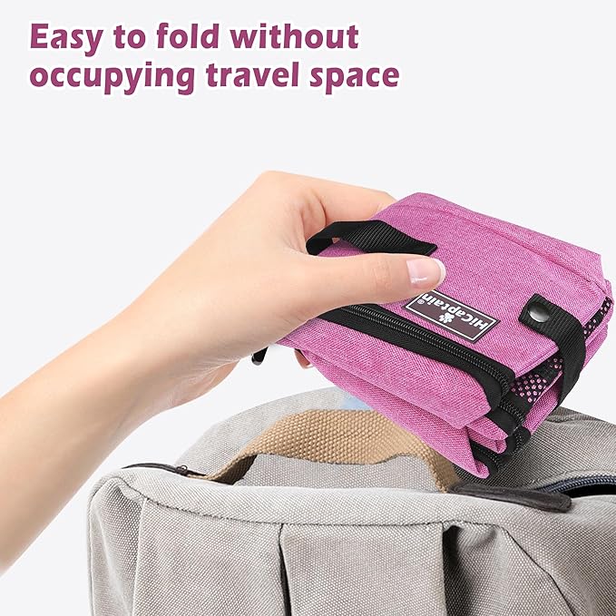 HiCaptain Portable Cat Travel Litter Box with Lid, Foldable Travel Litter Box in Car Designed for Medium Cats, Light Weight Leak-Proof, Waterproof, Easy to Carry - Pink