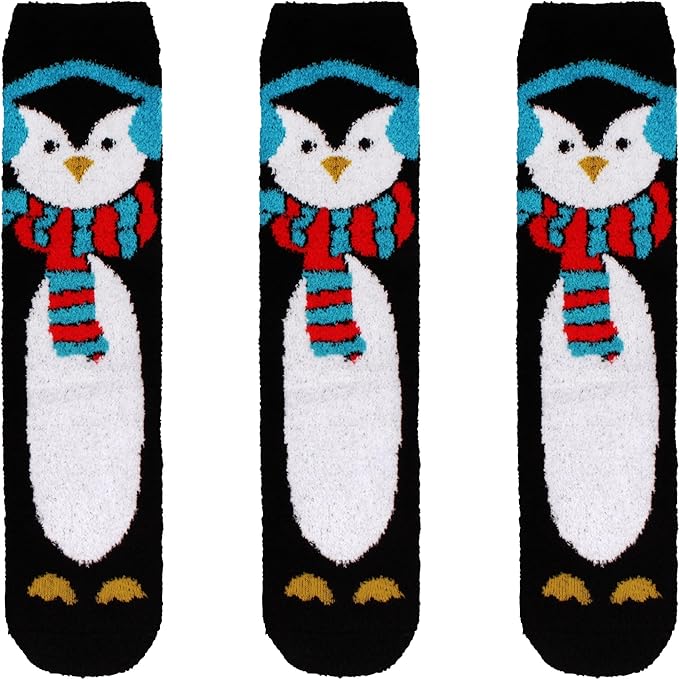 BambooMN Women's Super Soft Warm Microfiber Fuzzy Cozy Animal Socks or Christmas Winter Animal Socks, Value Pack