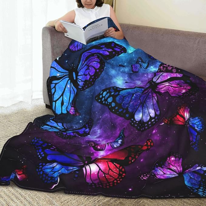 Ultra-Soft Microfiber Throw Blanket 330 GSM Fuzzy Fleece Blanket for Adults Kids Gift Couch, Sofa, Bed Butterfly 60"x50"