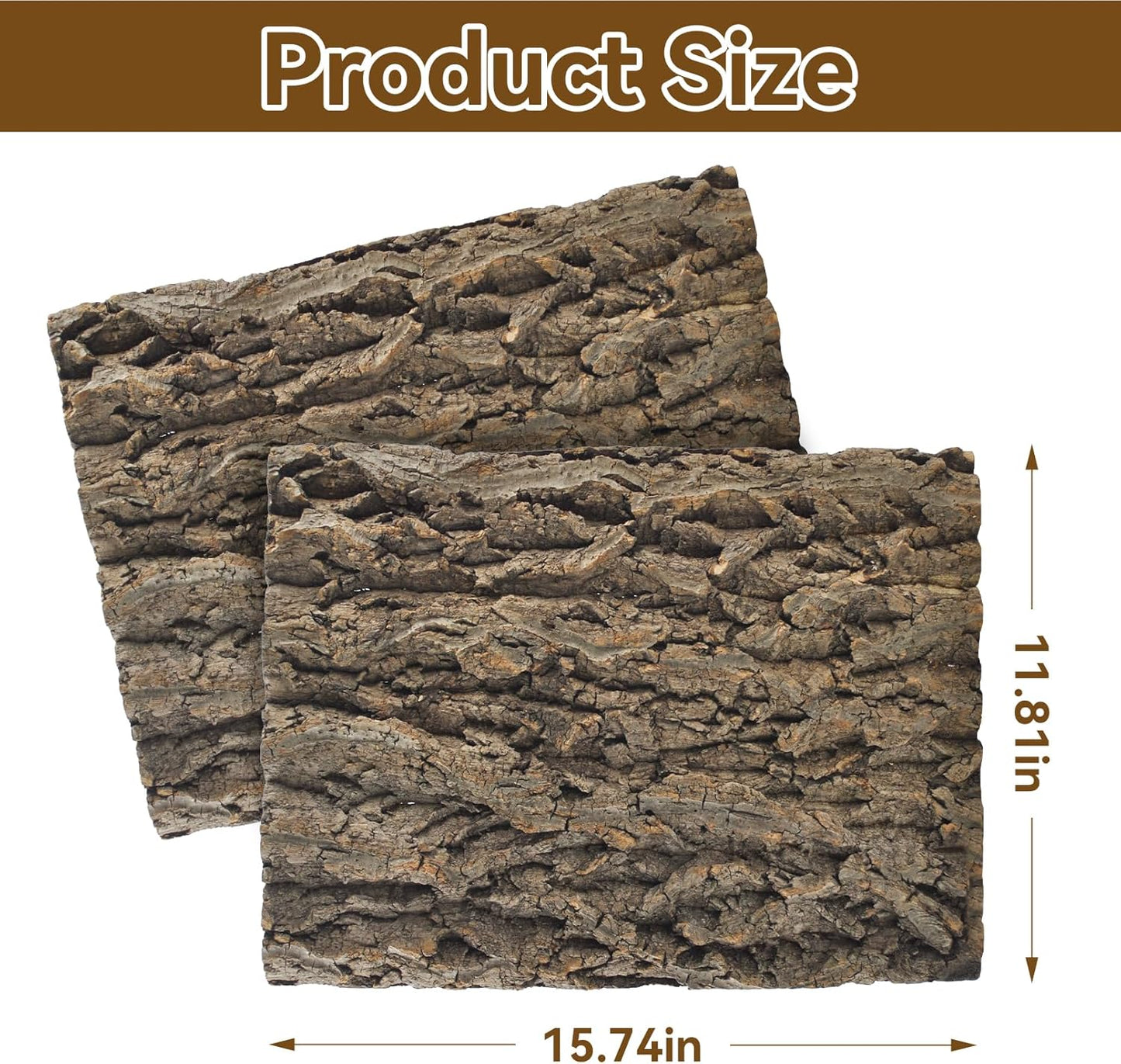2PCS Reptile Cork Bark Background,15.74 x 11.81 Inch Natural Cork Wood Terrarium Background Bearded Dragon Tank Bark Backdrop Wall Decor for Lizard Gecko Chameleon Tortoise Snake Spider Frog