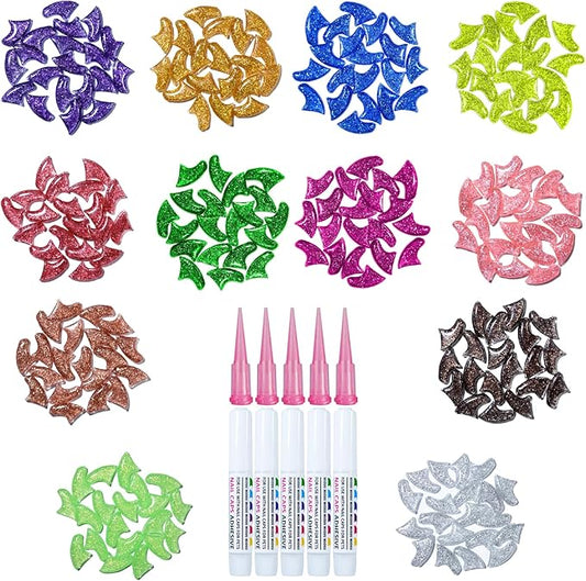 10x Colors / 100 pcs Cat Nail Caps | Cat Claw Covers with Adhesives and Applicators | Beta (S)