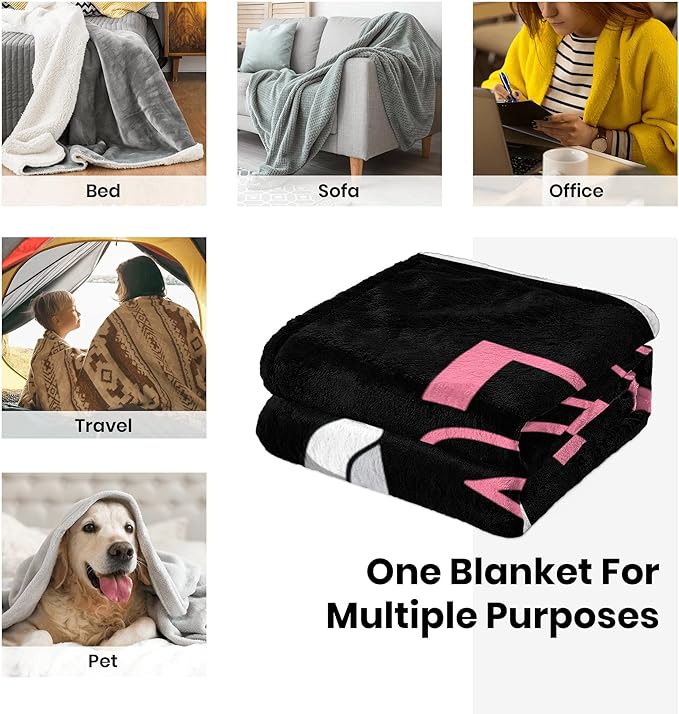 Cute Cat Throw Blanket Ultra Soft Warm Cozy Lightweight Microfiber Blankets Flannel Sherpa Fuzzy Plush Throws for Sofa Couch Bedding All Season, Just a Girl Who Loves Cats 60"x50"