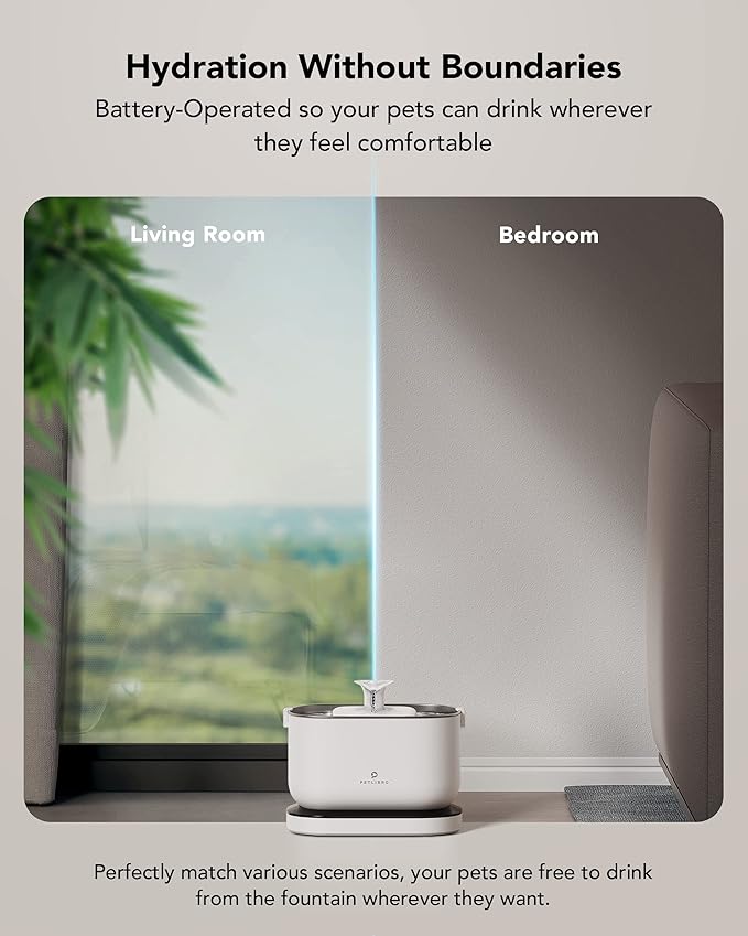 Bundle of PETLIBRO 2.5L/84oz Cat Water Fountain, Cordless Pet Water Fountain Battery Operated + PETLIBRO Replacement Filters, 4 Months Set of Filters 8 Count (Pack of 1)